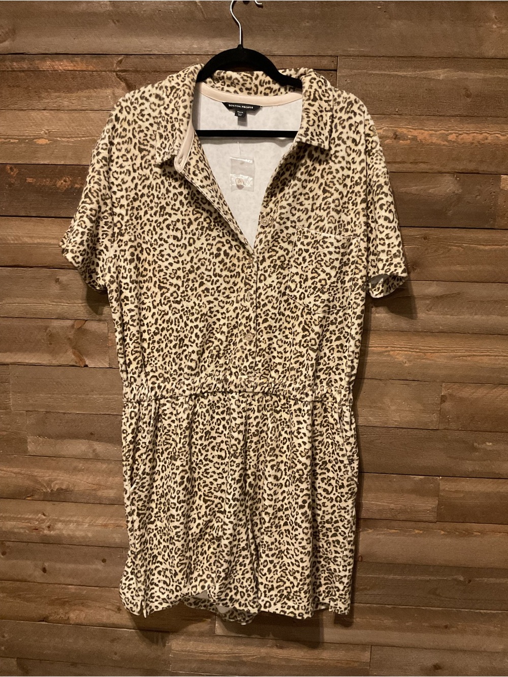 Boston Proper Beach Terry Cloth  Cheetah Printed Romper Women’s Size XL NWT